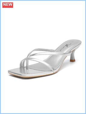 Strappy Kitten Heel Flip Flop Thong Sandals Square Toe Slip On Low Heels